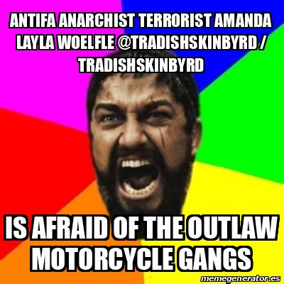 meme sparta antifa anarchist terrorist amanda layla woelfle attradishskinbyrd tradishskinbyrd