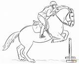 Coloring Horse Jumping Pages Rider Printable sketch template