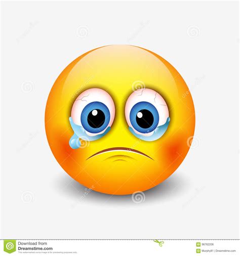 Crying Sad Emoticon Emoji Smiley Vector Illustration