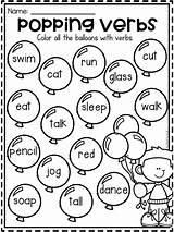Verb Verbs Nouns Grammar Noun Adjectives Adjective Packet Identifying Balloons Patrick sketch template