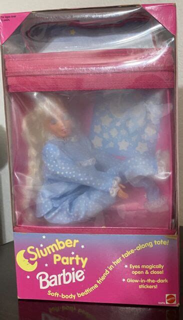 Slumber Party Barbie Doll 1994 Mattel Soft Body Blue Pajamas Never