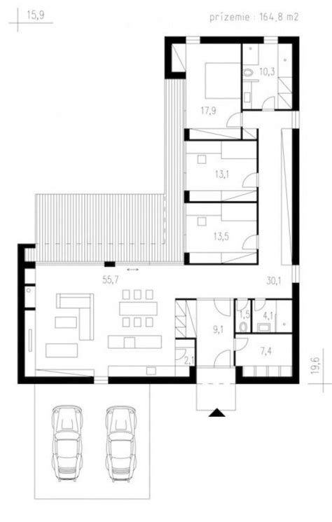 shaped house plan  square meters dwg drawing   shaped house plans  shaped