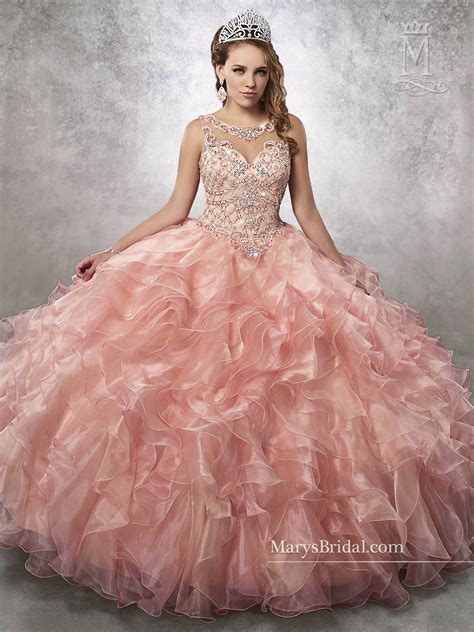 Marys Quinceanera Dresses Style 4q483 In Peach Pink Color