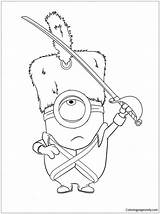 Minion Pages Warrior Coloring Online Color sketch template