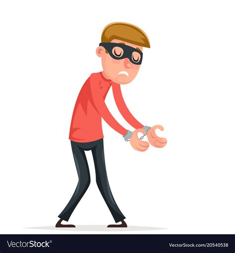 caught handcuffs burglar robber thief scared guy vector image