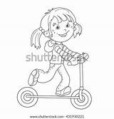 Scooter Coloring Emblem Lucky Printable Cartoon Template Outline sketch template