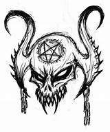 Skull Drawings Satanic Demon Drawing Satan Mark Devil Deviantart Patten Skulls Head Draw Scary Tattoo Dark Sketches Badass Clip Cool sketch template