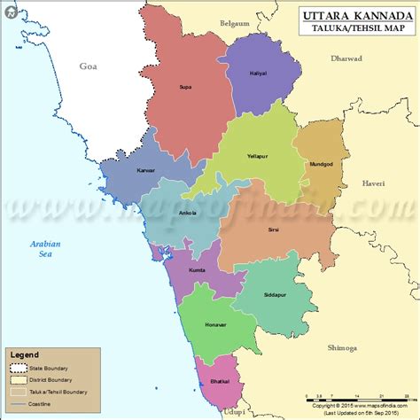 Uttar Kannada Tehsil Map Uttar Kannada Taluk Map