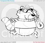 Robbing Raccoon Bank Outlined Coloring Clipart Vector Cartoon Thoman Cory sketch template