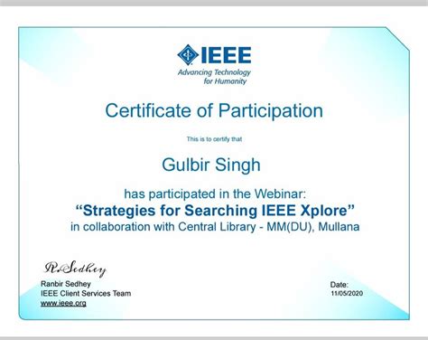 ieee webinar certificate