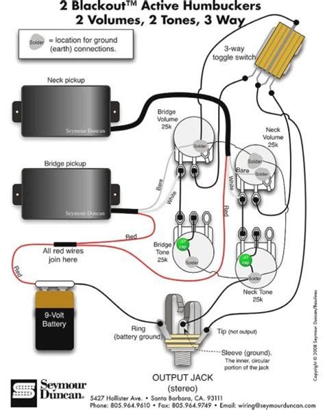 active guitar pickup wiring diagram