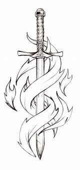 Tattoo Drawing Tattoos Designs Sword Swords Drawings Outline Cool Sketches Celtic Idea Simple Neat Dagger Sketch Child Coloring Perhaps Pretty sketch template