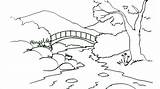 River Draw Easy Scene Children Drawing Cartoon Simple Landscape Bridge Beginners Drawings Steps Flowing Pastel Oil Nile Getdrawings sketch template