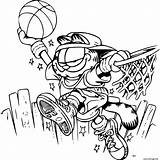 Garfield Basketball Basketteur Kolorowanki Colorier Dzieci Dessins Kot Druku sketch template