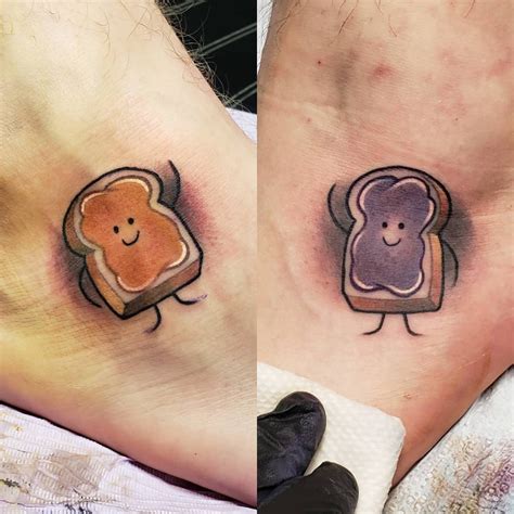 Matching Peanut Butter And Jelly Tattoos