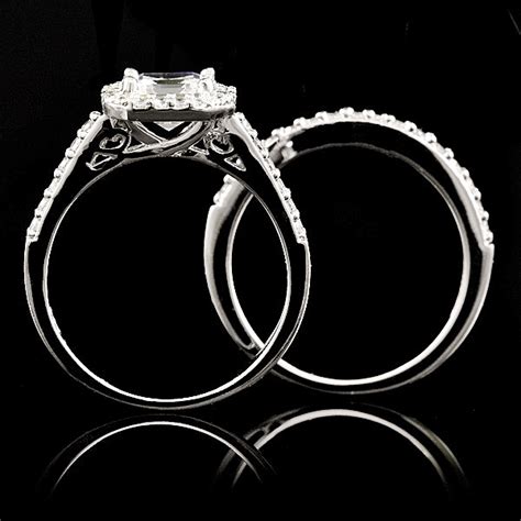 Devon S Asscher Cut Cubic Zirconia Wedding Ring Set 1 25 Carats