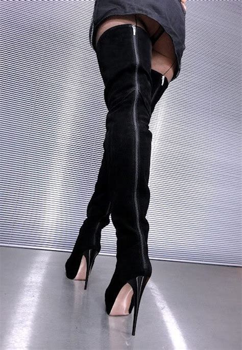 Black Thigh High Over Knee Platform Sexy Leather Italy Boots Booties
