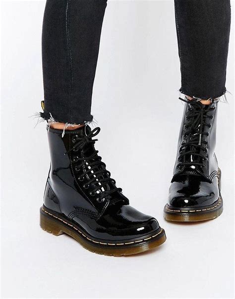 docmartensstyle leather lace  boots patent leather boots dr martens boots