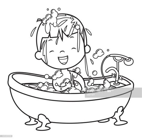 coloring book boy   bathtub illustration ad spon book