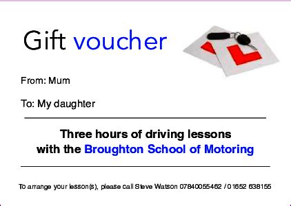 driving lesson vouchers broughton school  motoring
