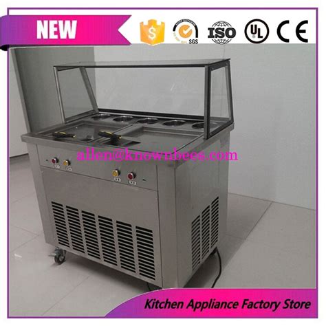 Commercial 220v 110v Double Square Pan Fried Ice Pan Machine 1600w Ice