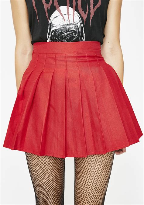 red pleated mini skirt dolls kill