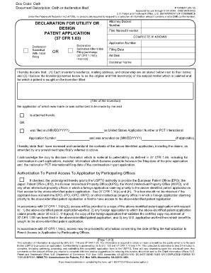 declaration  utility  design patent application uspto fill