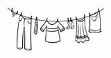 Clothesline Silhouette Line Clothes Clipart Laundry Clip Coloring Transparent Clothespin Library sketch template
