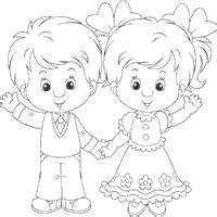 boy  girl waving coloring pages surfnetkids