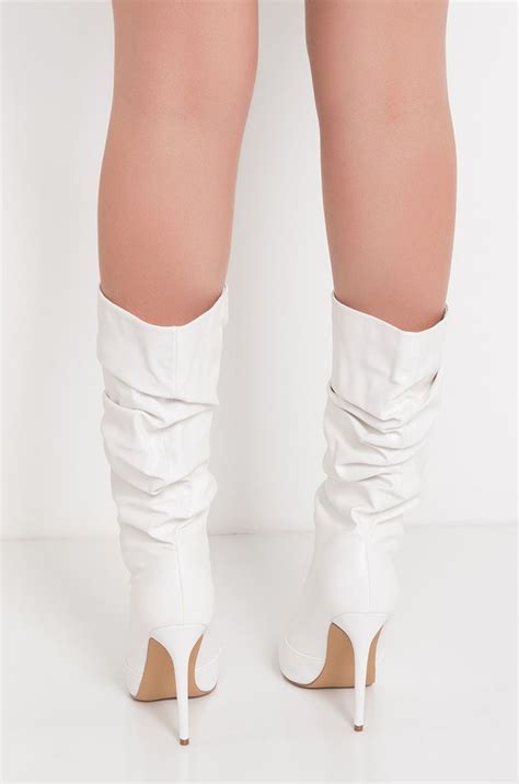 back view miss me much pointed toe heeed boots in white boots high