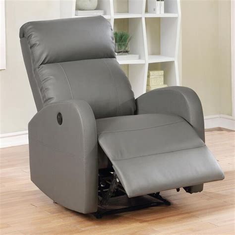 ac pacific sean grey faux leather powered reclining recliner
