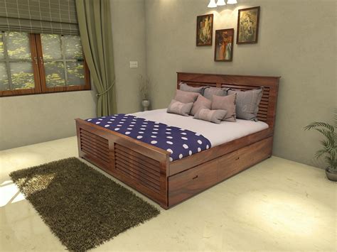 wooden king size double bed  teak finish buy wooden king size double bed  teak finish
