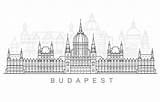 Budapest Hungarian Parliament Cityscape sketch template