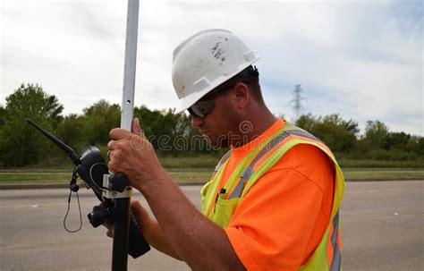 surveyor  safety gear  equipment  survey  highway stock image image  working