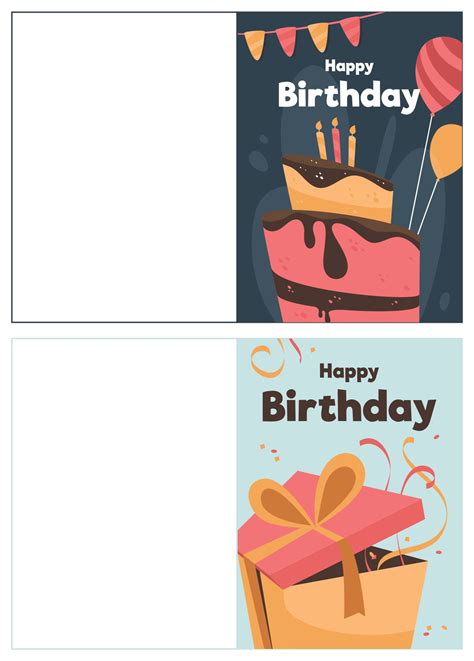 foldable  printable birthday cards printable templates