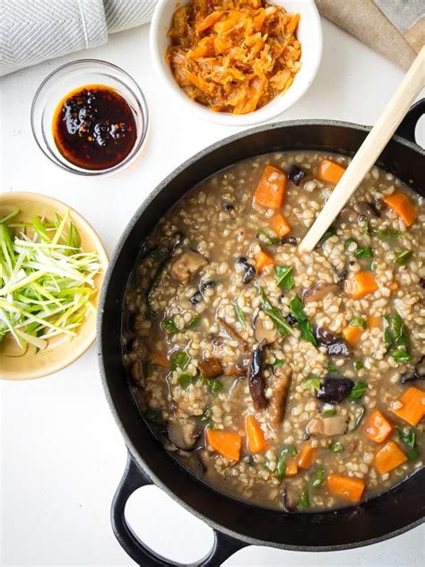 vegetable congee gf vegan recipe rice porridge  worktop