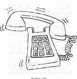 Phone Coloring Cartoon Ringing Desk Telephone Outlined Call Ron Leishman Vector sketch template
