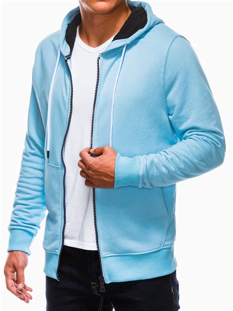 mens zip  sweatshirt  light blue modone wholesale clothing