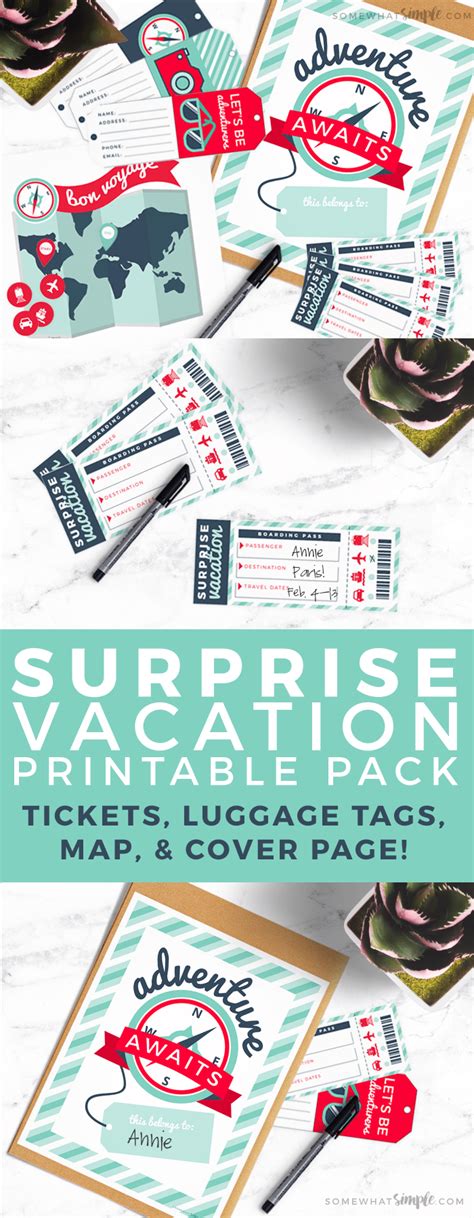 surprise vacation reveal printables  simple