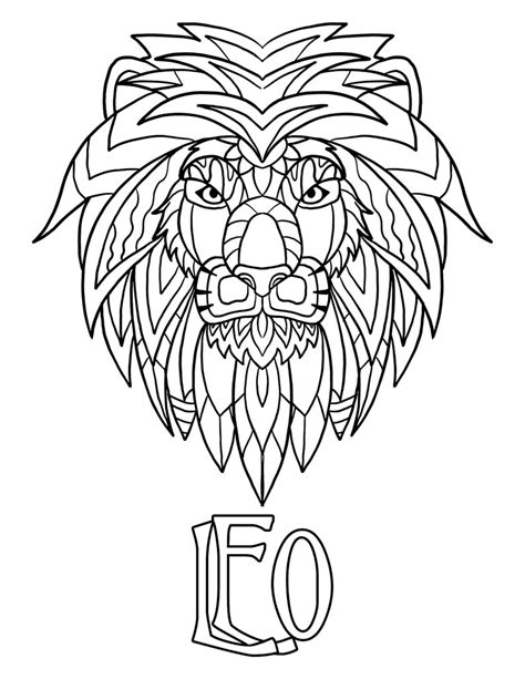 leo coloring page digital  printable astrological etsy