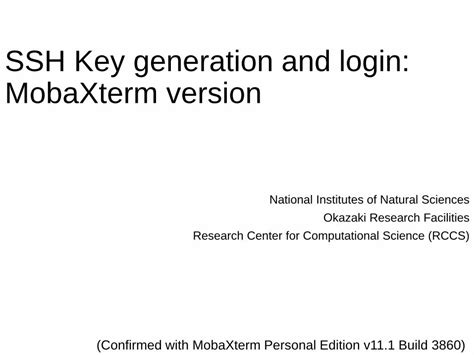 Pdf Ssh Key Generation And Login Mobaxterm Version · Ssh Key