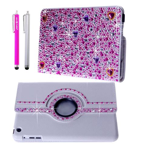 amazoncom bling  rotating ipad mini white leather case cover  sparkling crystals