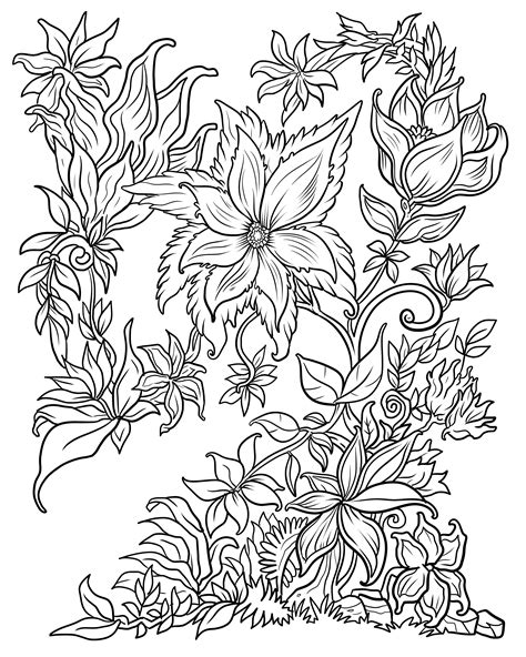 floral coloring pages  adults home family style  art