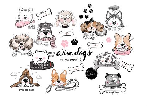 digital clipart dogs clipart dog stickers cute dogs clever etsy