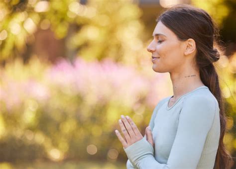 woman meditate garden stock  pictures royalty