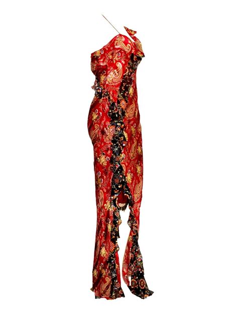 fantastic christian dior paisley ruffled silk gown dress at 1stdibs