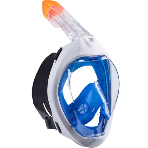 adults snorkelling kit easybreath  mask fins blue decathlon