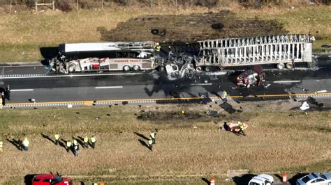 ohio charter bus crash kills  injures   crash  semi