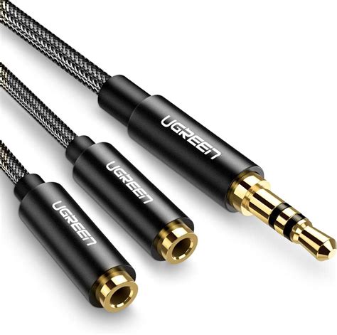 ugreen headphone splitter nylon braided mm audio  splitter headset adapter cable  male