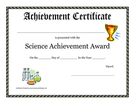 science achievement award printable certificate templates